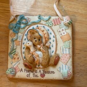 1993 Vintage Cherished Teddies Friend Hanging Wall Plaque